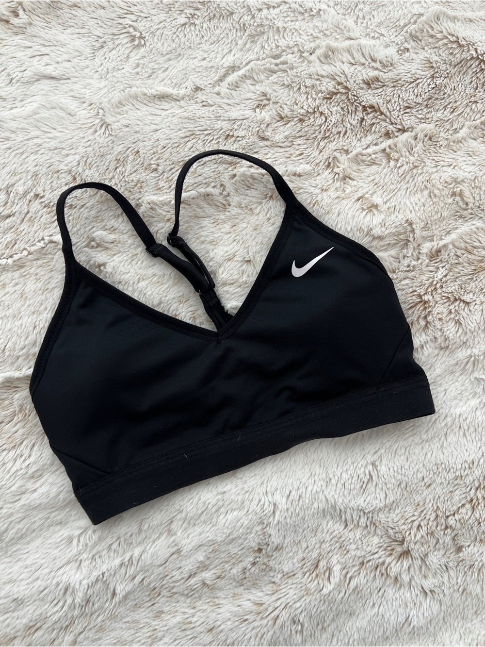 Nike Black V-Neck Light Support Sports Bra with Racerback